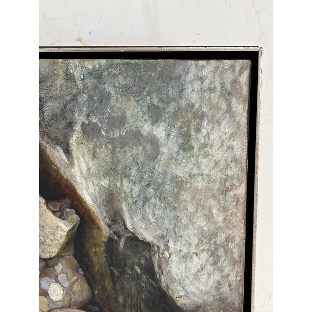 D. 1971 Mid-Century Modernist Painting Signed White For Sale - Image 4 of 6