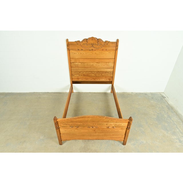 Late 19th Century Antique Victorian Carved Oak Full Size Bed, Circa 1890s For Sale - Image 5 of 12