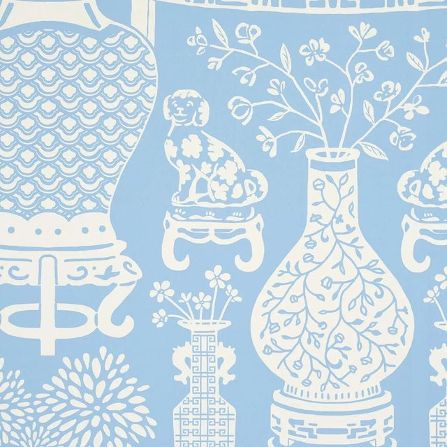 Sample - Schumacher Hellene Wallpaper in Sky For Sale