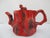 Paint Chinese Red Lacquer Tree Trunk Branch Handle Squirrel Finial Lid Teapot For Sale - Image 7 of 15