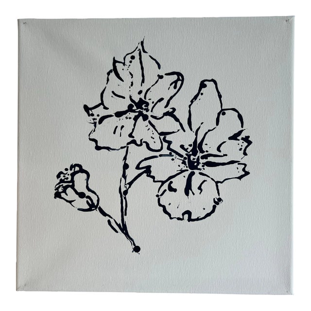 Original Black and White Flower Painting For Sale