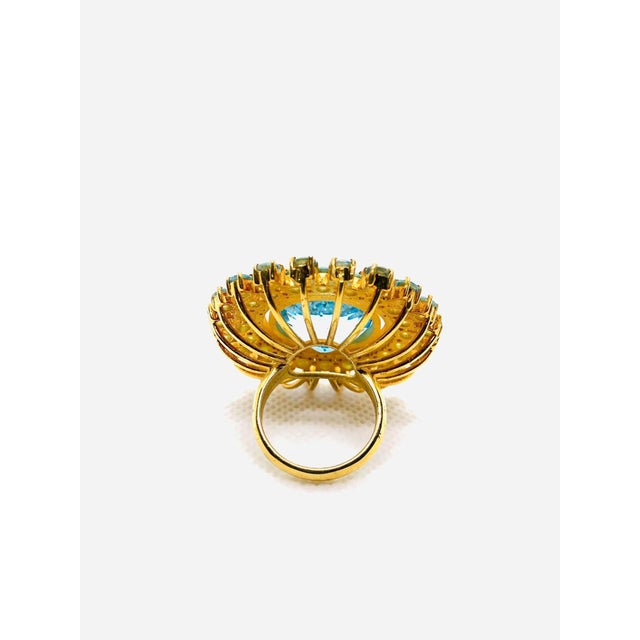 Bochic "Orient" Vintage Diamond & Multi Blue Topaz Ring Set In 18K Gold & Silver For Sale - Image 4 of 18