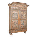 Late 18th Century Original Hand-Painted Swedish Cabinet, Dated 1790 For Sale