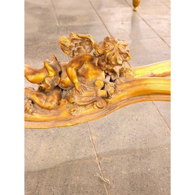 Vintage Rococo Cherub Marble Top Center Table Elegant White Marble Design For Sale - Image 4 of 6