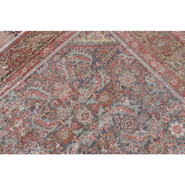 Large Distressed Gallery Persian Malayer Runner in Herati Design 5'8 X 14'8 For Sale - Image 13 of 14