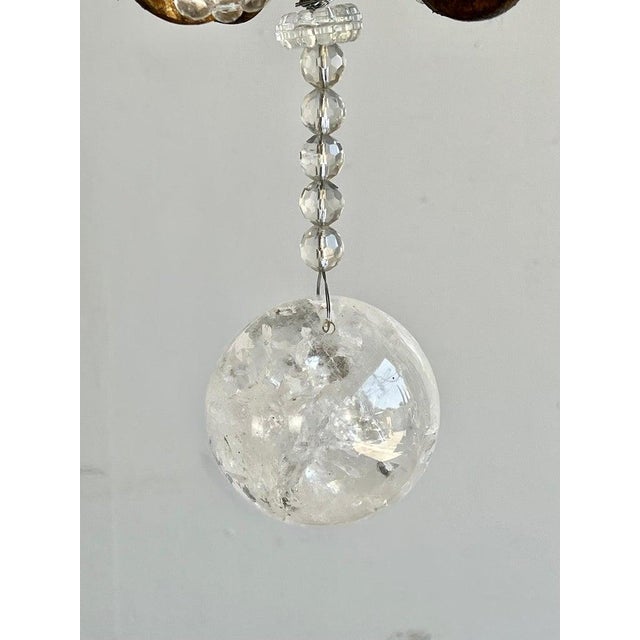 Mid-Century Modern Wrought Iron & Rock Crystal Chandelier For Sale - Image 9 of 14