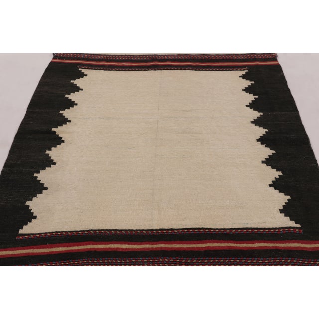 Art Deco Rug & Kilim's Contemporary Rez Kilim With Beige and Black Geometric Design For Sale - Image 3 of 8