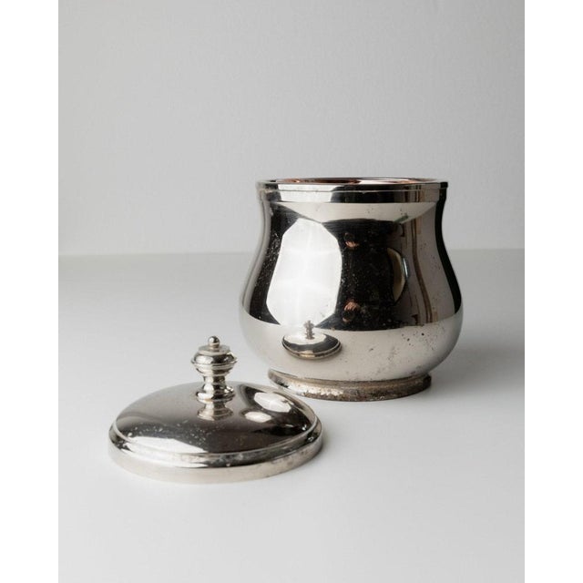 Silver Mid-Century Silver-Plated Glass Ice Bucket with Lid, Italy, 1960s For Sale - Image 8 of 11