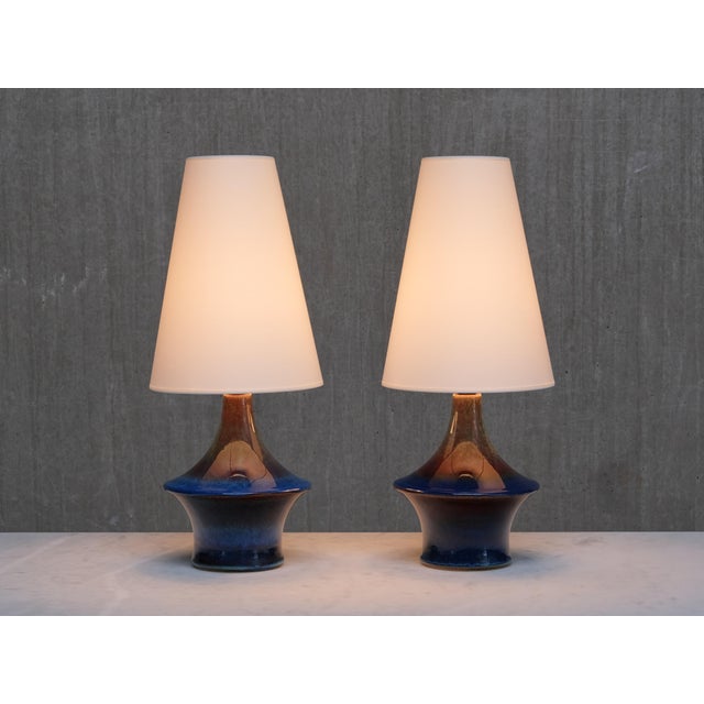 Textile Table Lamps in Glazed Stoneware by Einar Johansen for Søholm, Denmark, 1960s, Set of 2 For Sale - Image 7 of 11