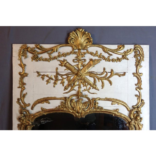 Wood Louis XV Trumeau Mirror, 18th Century For Sale - Image 7 of 13