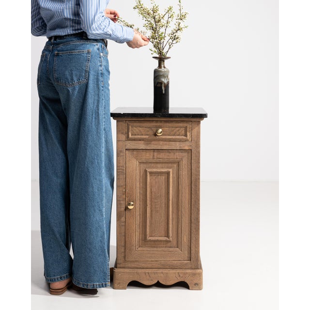Gray Early 20th Century Oak Louis Philippe Side Table With Marble Top For Sale - Image 8 of 17