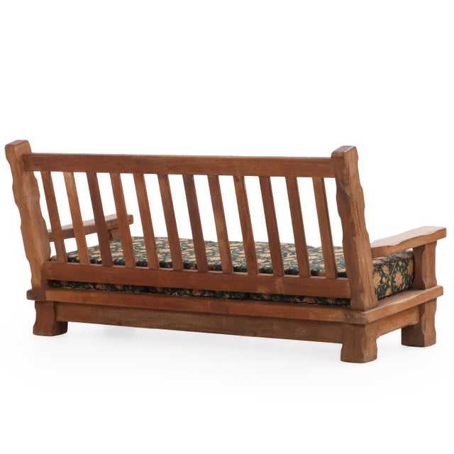 1960s A French Heavy Oak Brutalist Style Open Arm Sofa Frame, C. 1960. For Sale - Image 5 of 8