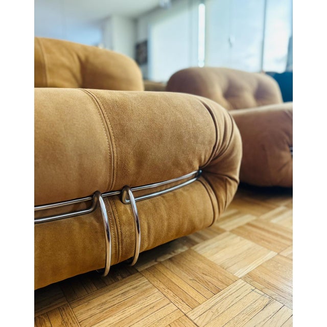 Original Soriana Lounge Chairs and Ottoman Design Tobia Scarpa for Cassina 1970s For Sale - Image 10 of 12