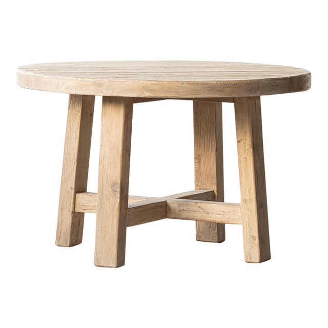 48" Round Reclaimed Elm Wood Dining Table by Adoorne For Sale