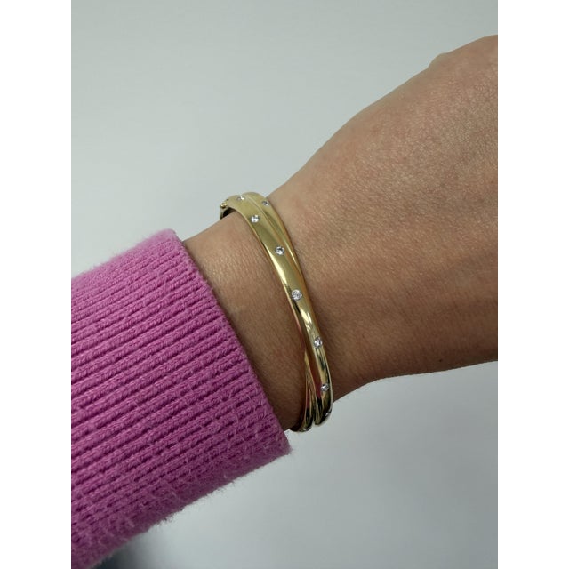 Metal Late 20th Century Tiffany & Co. Etoile Yellow Gold, Platinum and Diamond Bangle Bracelet For Sale - Image 7 of 7