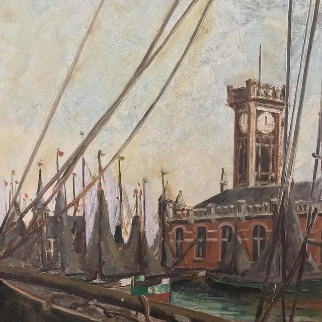 Sky Blue Antique Framed Oil Painting on Board by Windel For Sale - Image 8 of 12