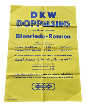DKW Motorcycles Double Victory Poster, 1952