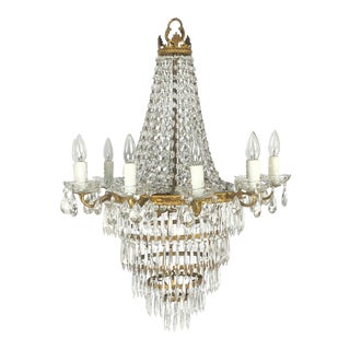 Italian Thirteen-Light Drop Crystal Chandelier, Empire Style (26" Diameter) For Sale