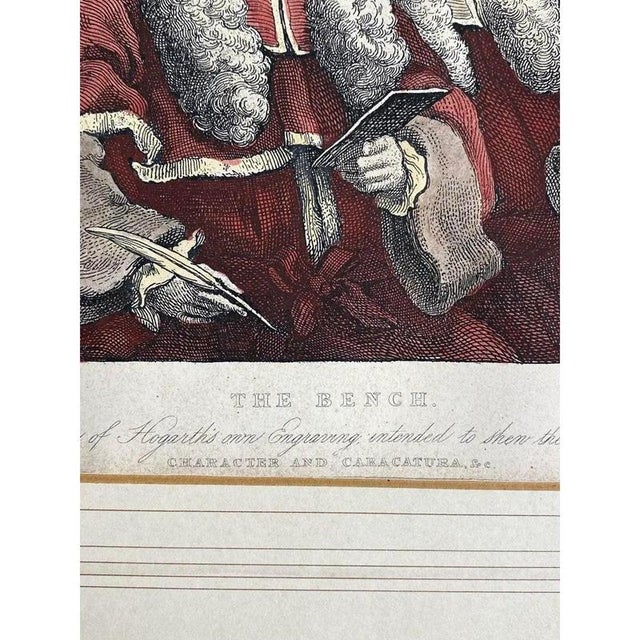William Hogarth, The Bench, 1820-1840, Hand-Painted Engraving on Paper, Framed For Sale - Image 9 of 12