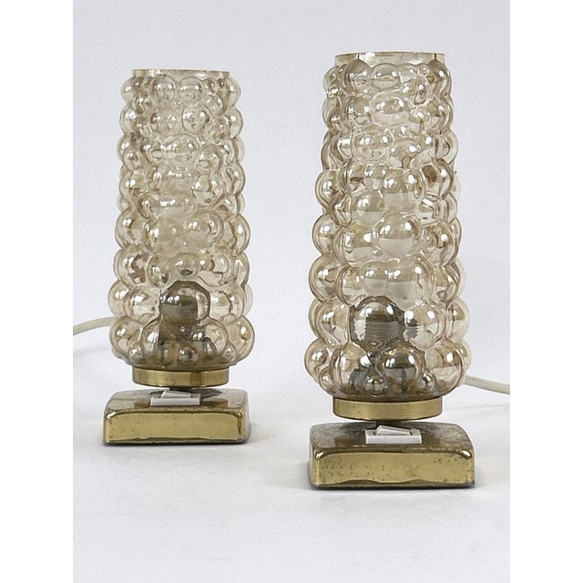Brass & Bubble Glass Bedside Table Lamps from Teka, Germany, 1950s, Set of 2 For Sale - Image 13 of 18