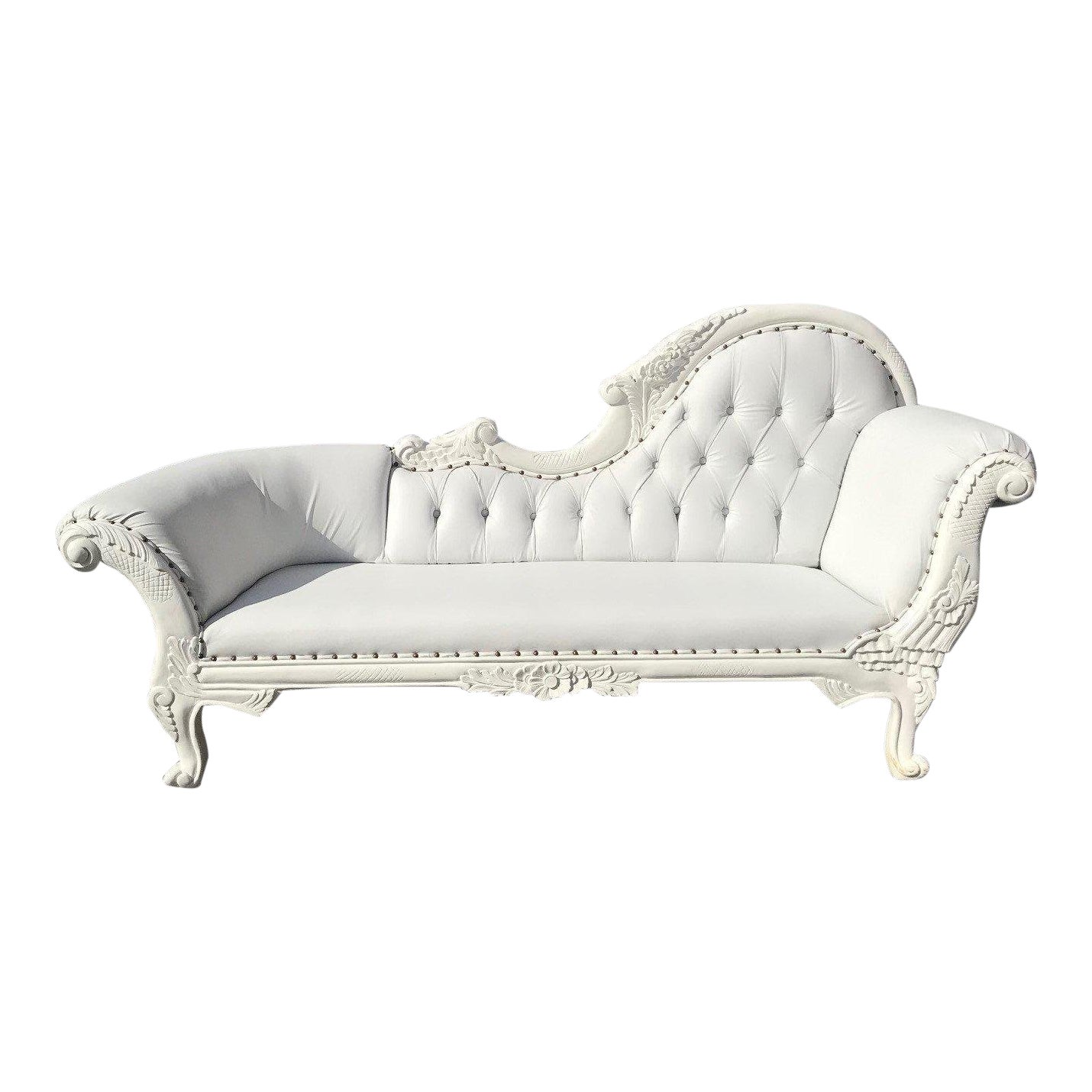 French Louis XVI Style White Chaise Lounge | Chairish