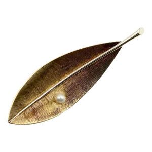 14K Gold Tiffany & Co. Retro Leaf Brooch