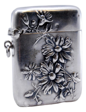 Art Nouveau Silver Matchbox with Embossed Floral Motifs