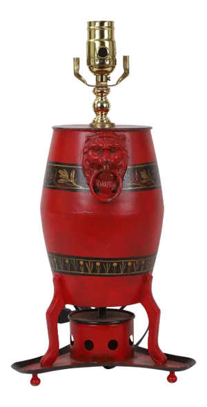 Vintage Chinese Red Drum Shaped Lamp