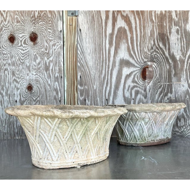 Vintage Regency Patinated Cement Planters - A Pair For Sale - Image 10 of 10