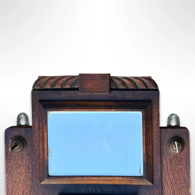 Vintage Art-Deco Oak Wall Barometer & Mirror by T. A. Reynolds Son For Sale - Image 4 of 6