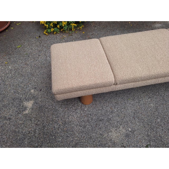 1990s Bench with White Teddy Bear Bouclé Fabric and Conical Wooden Legs, 1990s For Sale - Image 5 of 11