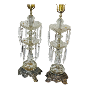Antique Bohemian Cut Crystal Pendants Table Lamps Gitandoles