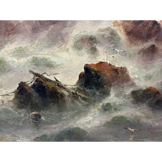 Sarah Louisa Kilpack (1839–1909) | La Corbière Lighthouse, Jersey | Dramatic Victorian Marine Oil on Board, c.1880 For Sale - Image 11 of 18