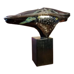 1970s Vintage Mid Century Modern Murano Style Signed Abstract Sculpture