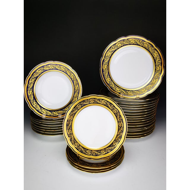 Blue and Gilt Dinner Plates by Bernardaud & Cie, 1960s, Set of 12 For Sale - Image 11 of 11
