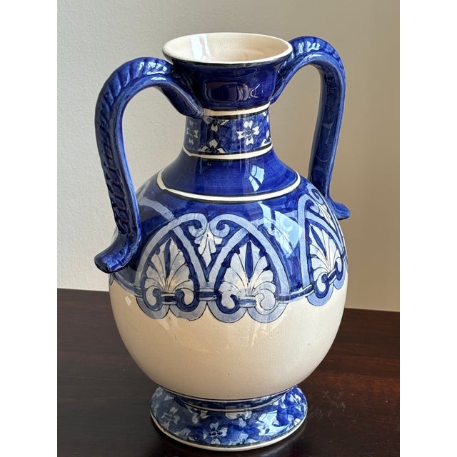Hand Painted Mediterranean-Style Amphora Form Vase For Sale - Image 9 of 16