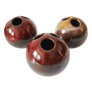 Vintage Space Age Ceramic Spherical Ornament Sculpture by Marisa, 1970s, Set of 3 For Sale