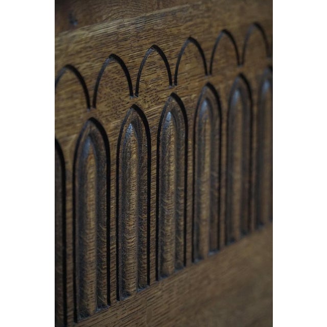 Brown Mid 20th Century Modern Danish Oak Chest with Decorative Relief Carving, 1940s For Sale - Image 8 of 18