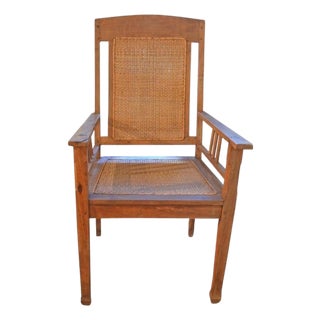 Andrianna Shamaris Colonial Teak Wood and Rattan Chair For Sale