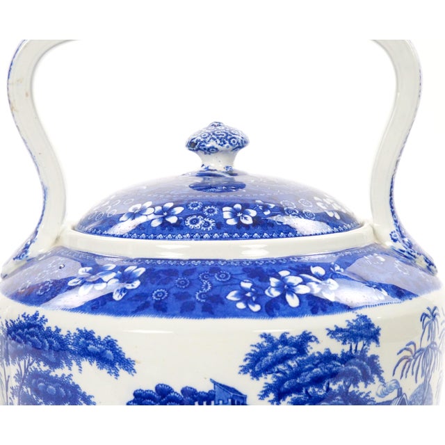 Antique Oversized English Blue and White Porcelain Tea / Coffee Pot For Sale - Image 10 of 15