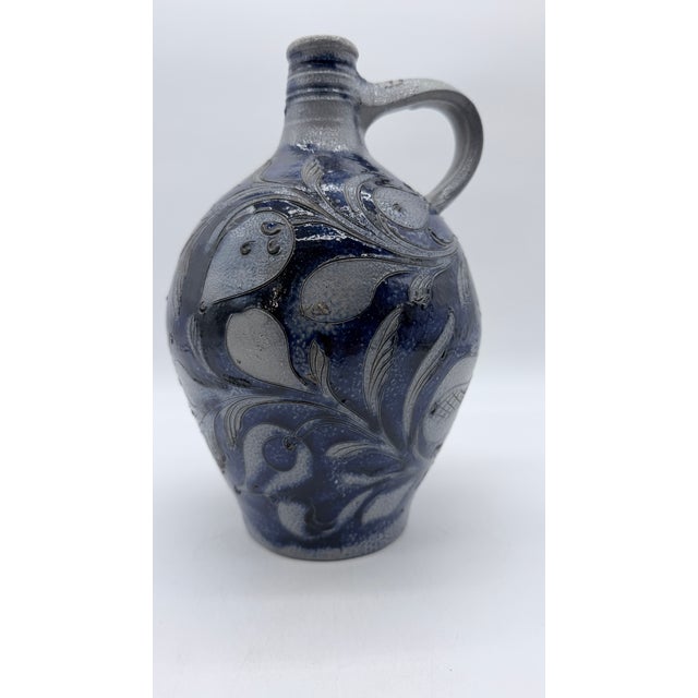 Antique German Westerwald Blue Incised Stoneware Jug, Circa 19th Century For Sale - Image 6 of 17
