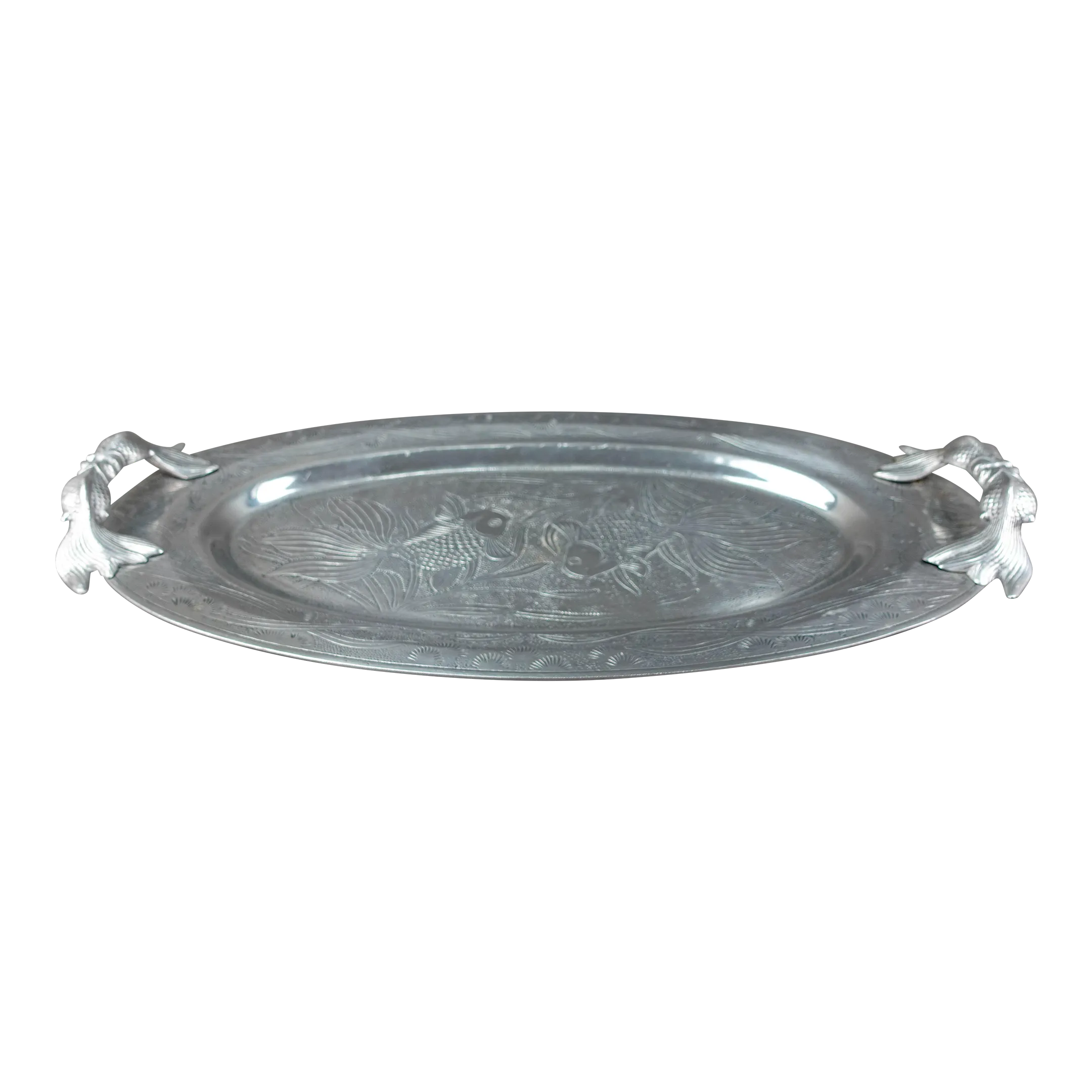 1979 Arthur Court Designs Koi Fish Handled Large Serving Tray