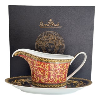 Medusa Sauce Boat with Plate by Versace for Rosenthal, 1990s For Sale