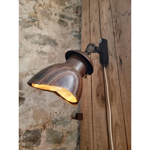 Art Deco Copper Wall Lamp with Prismatic Glass Reflector, 1920s For Sale - Image 4 of 18