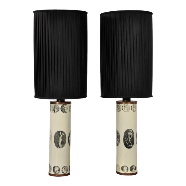 Piero Fornasetti Cammei Table Lamps - a Pair For Sale