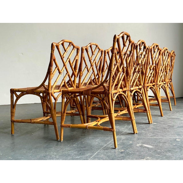 Vintage Dal Vera Chinese Chippendale Bamboo and Cane Dining Chairs - Set of 10 For Sale - Image 11 of 15