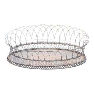 Oval Wire Basket With Arched Gallery For Sale