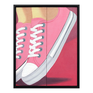Tennis Shoes - Contemporary Pink Figurative Fashion Original Artwork by Darwin Estacio Martinez