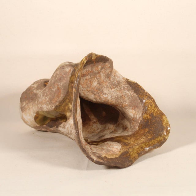 Large Organic Hand Formed Brutalist Studio Pottery Ceramic Sculpture Vase With Natural Drip Glaze For Sale - Image 14 of 16