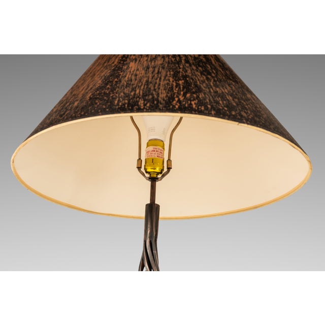 Mid-Century Modern Rare Mid-Century Modern Rustic Hand-Forged Twisted Metal Torchiere Table Lamp by Robert Sonneman for George Kovacs, Usa, C. 1990 For Sale - Image 3 of 15